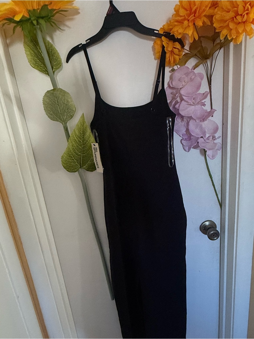 No Boundaries Black Maxi Slip Dress with Adjustable Straps